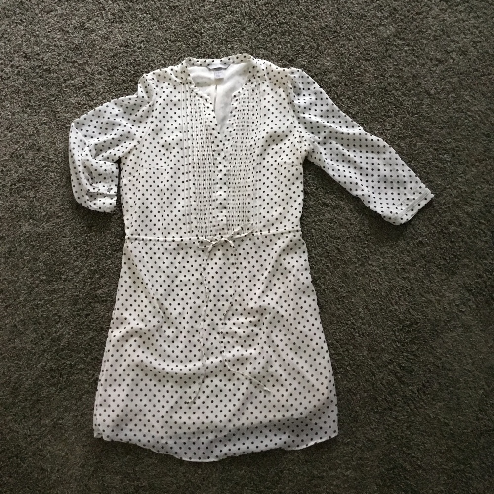 H & M polka dot white and black dress size 12